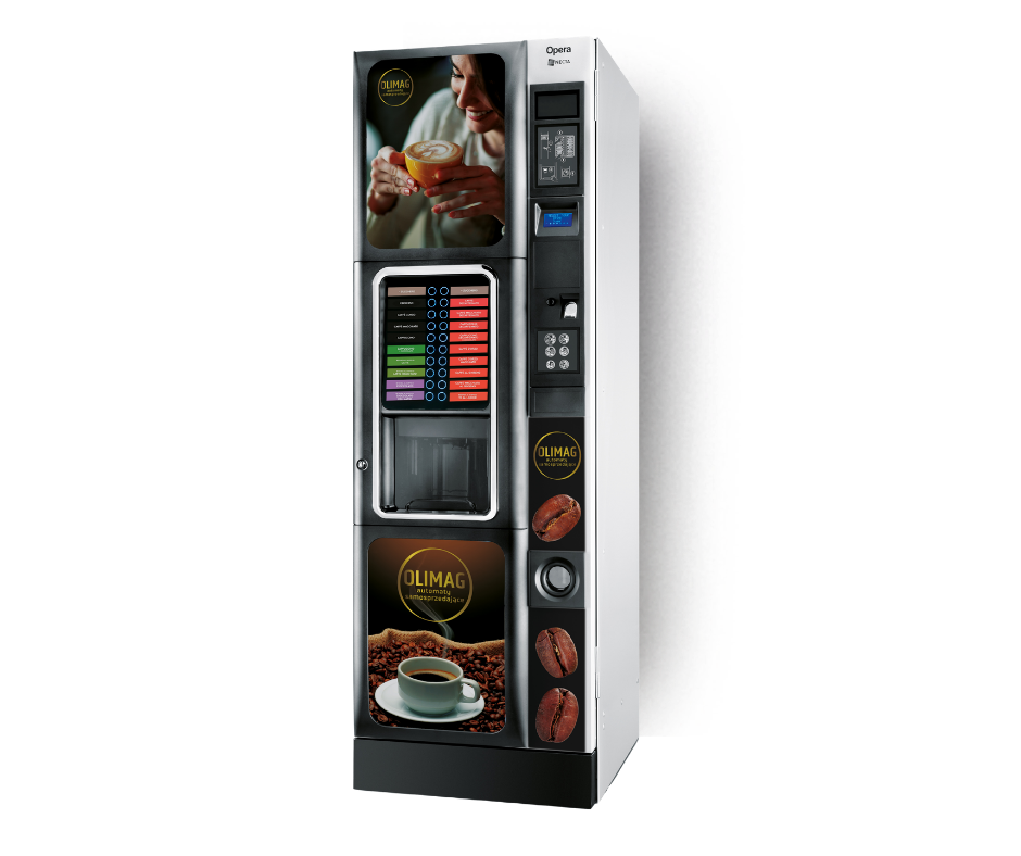Automat vendingowy z gorącymi napojami kawą czekoladą i herbatą Małopolska